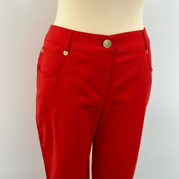 St. John High Rise Straight Leg Stretch Pants in Red | Size 4 - Picture 3 of 8